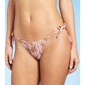 Xhilaration cheeky floral side tie bikini bottom Tan Size L